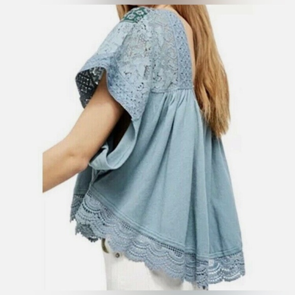 NWT Free People Prairie Days butterfly boho top sz SMALL Cottagecore prairie - Picture 2 of 11